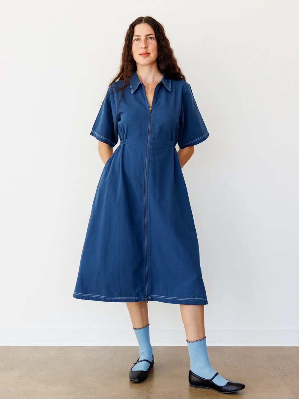 Navy Noble Long Utility Dress